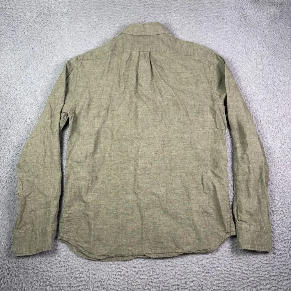 Banana Republic Shirt Mens S Green Long Sleeve 100% Linen Button Up Summer